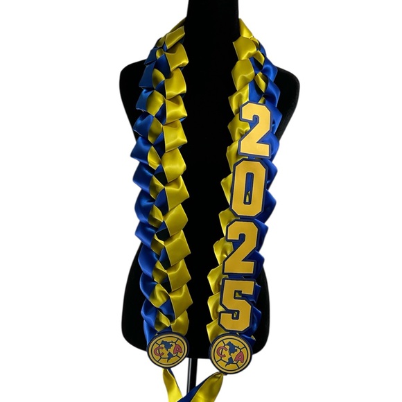 Other - Graduation Lei Club America Made with  Blue and Yellow 1-1/2 inch Satin ribbon